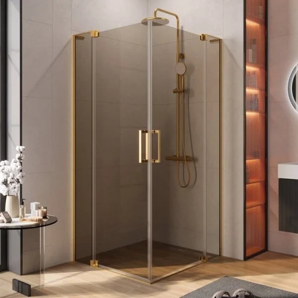 Душевой уголок Cezares Slider AH 2 80/90-100/110 BR BORO профиль брашированное золото, стекло бронза