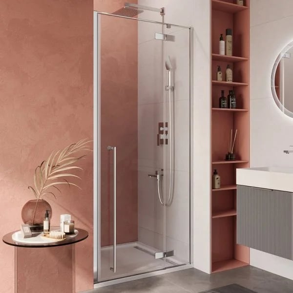 Душевая дверь в нишу Cezares Liner B-12 R 90 см, профиль хром, стекло прозрачное