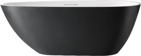 Ванна из искусственного камня Abber Dortmund AM9911BW 170x75 см, отдельностоящая, матовая черно-бела