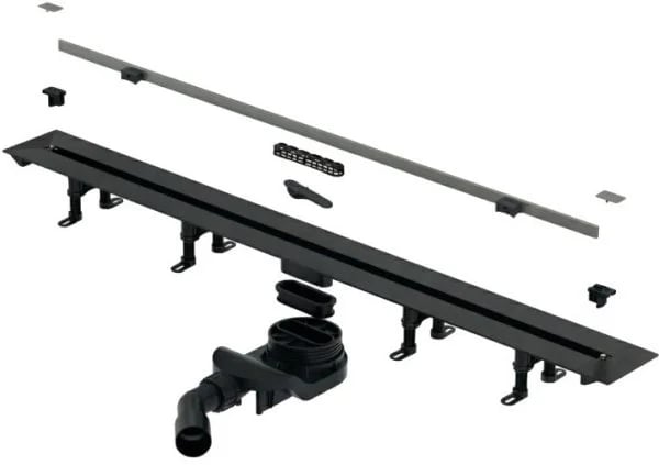 Душевой трап (лоток) Splendy Vario Drain VD30512KYAB с решеткой и опорами, оружейная сталь