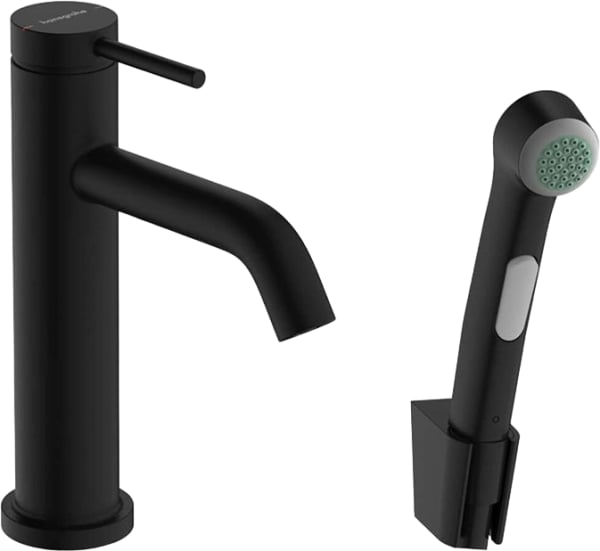 Смеситель для раковины Hansgrohe Tecturis S 110 73211670 с гигиеническим душем, матовый черный
