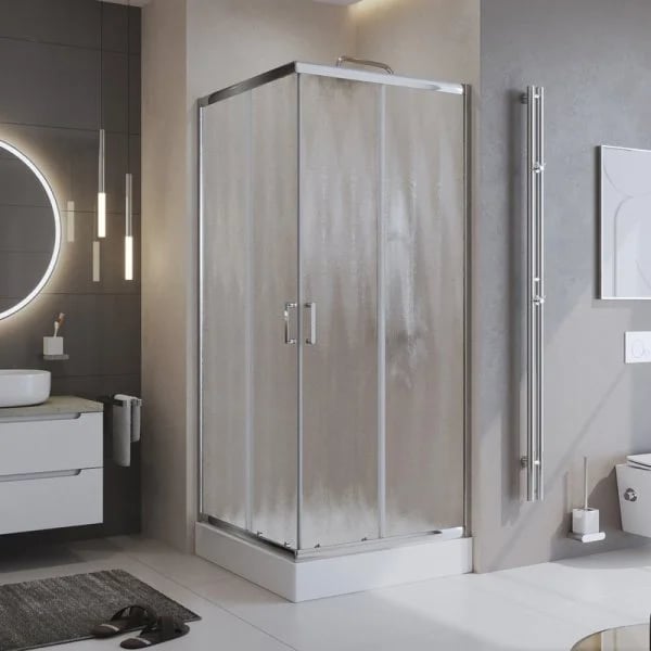 Душевой уголок BelBagno Uno UNO-195-A-2-90-CH-CR стекло рифленое
