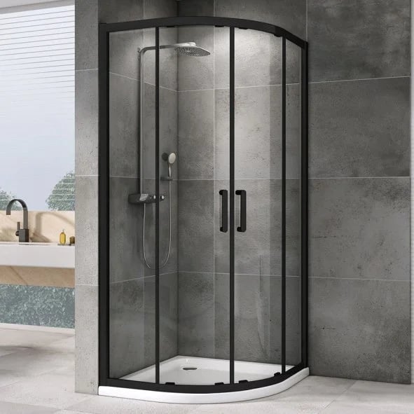 Душевой уголок Abber Schwarzer Diamant AG01080B 80x80, профиль черный, стекло прозрачное