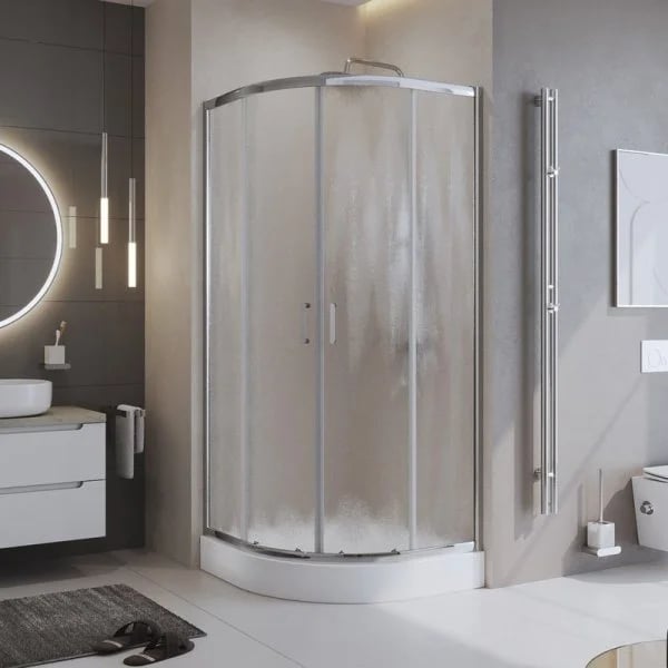 Душевой уголок BelBagno Uno UNO-195-R-2-100-CH-CR стекло рифленое