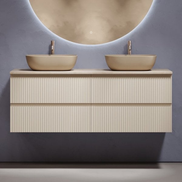 Тумба с раковиной Sancos Snob R 140 beige soft, столешница бежевая TT140A2X, раковина CN6009MC