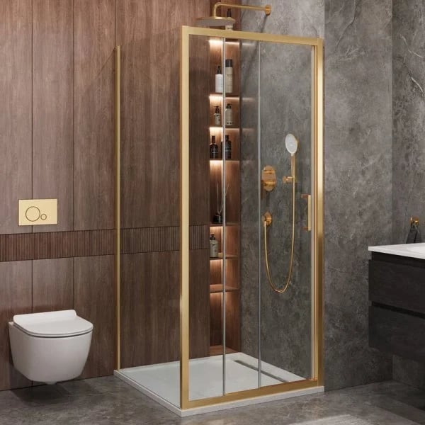Душевой уголок Cezares Molveno AF 31 90 C BORO IV 90х90 см, профиль брашированное золото, стекло про