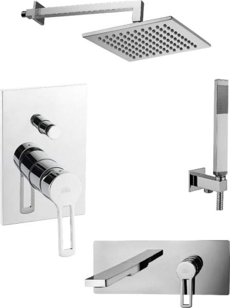 Комплект для ванной Paffoni Ringo KITRIN015CR105 С ВНУТРЕННЕЙ ЧАСТЬЮ, верхний душ 20 см, хром