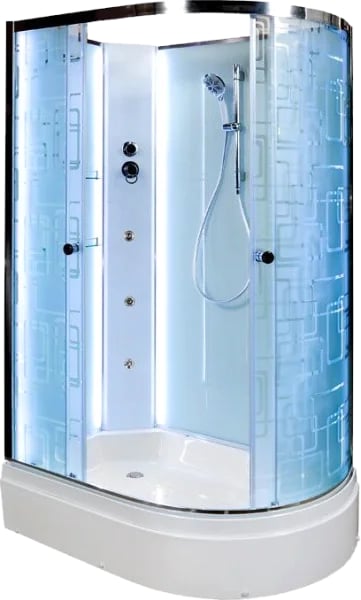 Душевая кабина DTO EM2712LN LED с гидромассажем (120х80х208), средний поддон (27 см), профиль хром, 