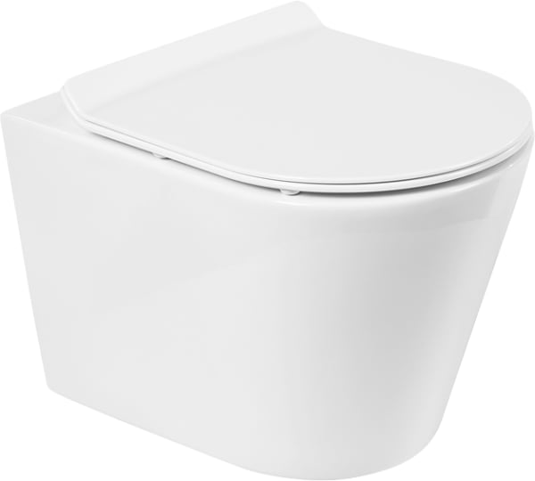 Унитаз подвесной BelBagno Flay-r BB053CHR BB2111SC с микролифтом, безободковый, глянцевый белый
