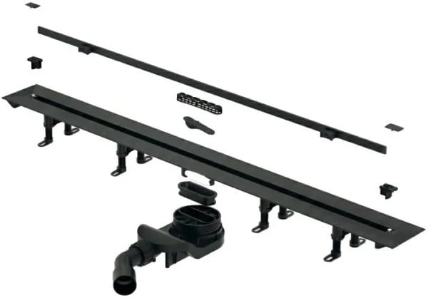 Душевой трап (лоток) Splendy Vario Drain VD30512KYBM с решеткой и опорами, черный матовый