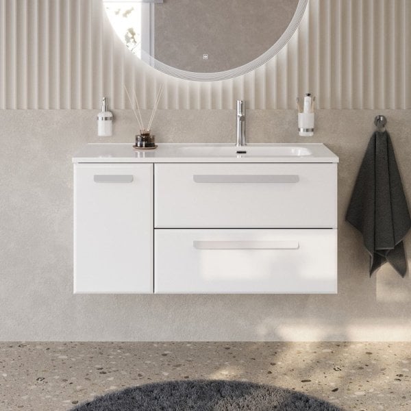 Тумба под раковину без столешницы Cezares Eco Cer-N 100 R 2 ящика, 1 дверца, bianco lucido, ручки са