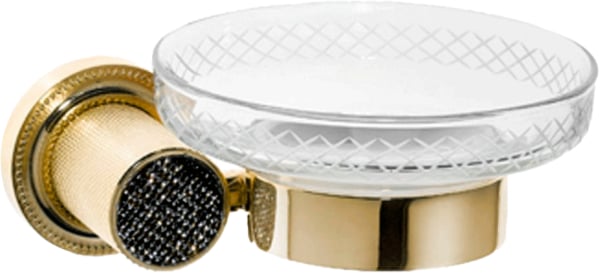 Мыльница Boheme Royal Cristal Black Gold 10923-G-B настенная, золото