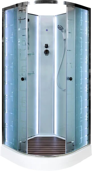Душевая кабина DTO EM1510N 100х100, LED, профиль хром, стекло матовое с узором