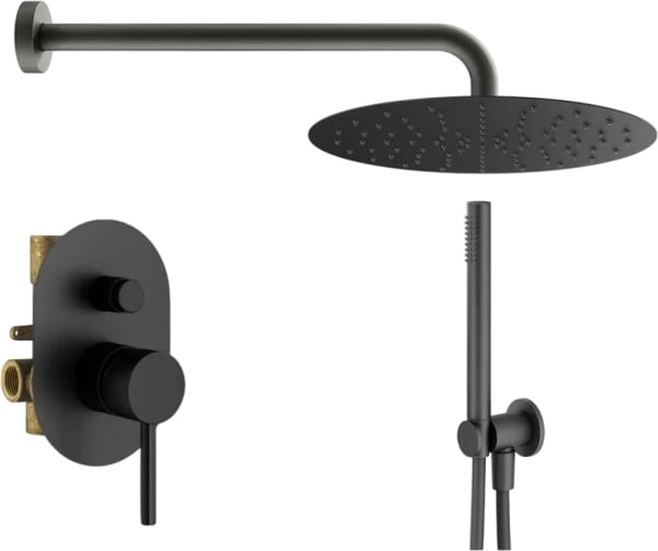 Душевой комплект Plumberia Selection Ixo KITXO15NOKING, С ВНУТРЕННЕЙ ЧАСТЬЮ, черный матовый