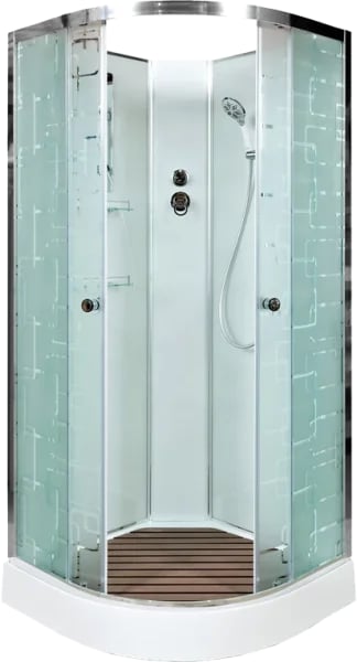 Душевая кабина DTO EM1510N 100х100, без крыши, профиль хром, стекло матовое с узором
