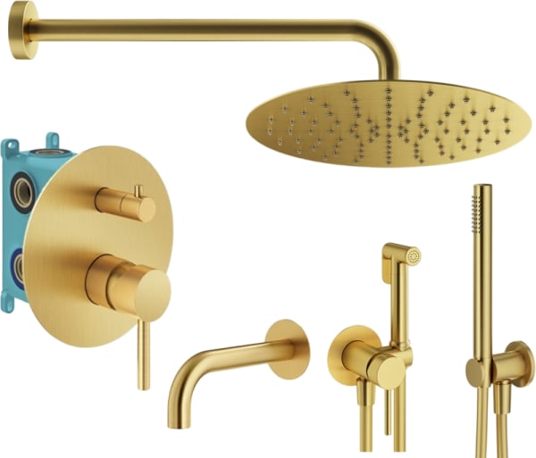 Комплект для ванной Plumberia Selection Ixo KITZXO19OB60 С ВНУТРЕННЕЙ ЧАСТЬЮ, золото брашированное