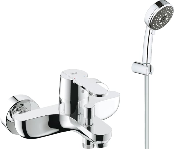 Смеситель для ванны с душем Grohe Get 32887000, с душевым гарнитуром Grohe Vitalio Comfort 26176000 