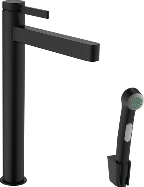 Смеситель для раковины Hansgrohe Finoris 260 76220670 с гигиеническим душем, матовый черный