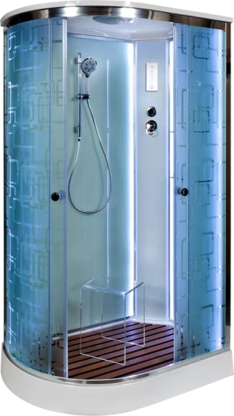 Душевая кабина DTO EM1511R 110х80, LED, профиль хром, стекло матовое с узором