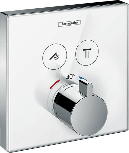 Термостатический смеситель встраиваемый Hansgrohe ShowerSelect Glass 15738400, для душа, матовый бел