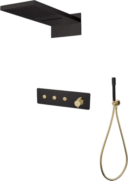 Душевой комплект Boheme Fusion 130-BG, С ВНУТРЕННЕЙ ЧАСТЬЮ, Black Gold