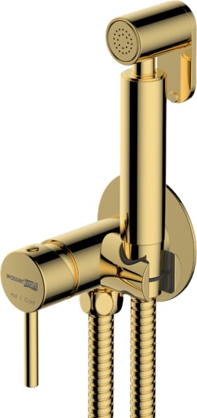 Гигиенический душ Wasserkraft Sauer A70738 со смесителем, С ВНУТРЕННЕЙ ЧАСТЬЮ, глянцевое золото PVD