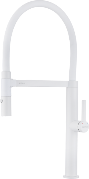 Смеситель для кухни Paulmark Leader Le214101-WH, белый матовый, с гибким изливом