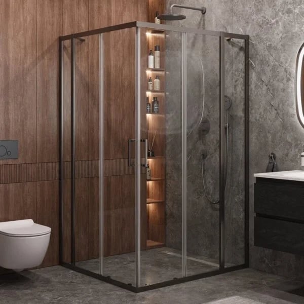 Душевой уголок Cezares Molveno AH 22 130+120 C GM IV 130х120 см, профиль оружейная сталь, стекло про