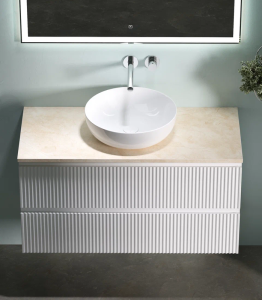 Тумба с раковиной Sancos Snob R 100 см, bianco, столешница бежевая, раковина CN5024