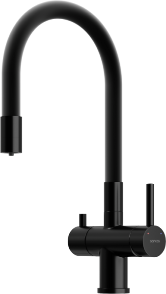 Смеситель для кухни Sancos Lucia SC4004MB с гибким изливом, черный матовый