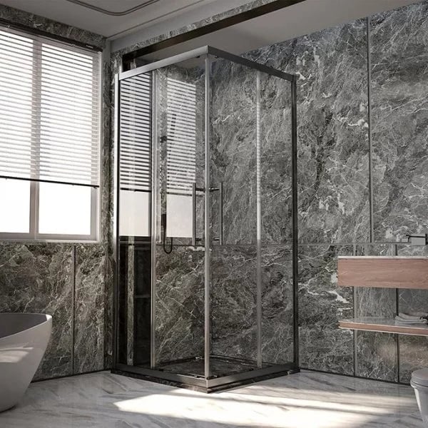 Душевой уголок Veconi Premium Trento PTC-20GR 80x80, профиль брашированный графит, стекло прозрачное
