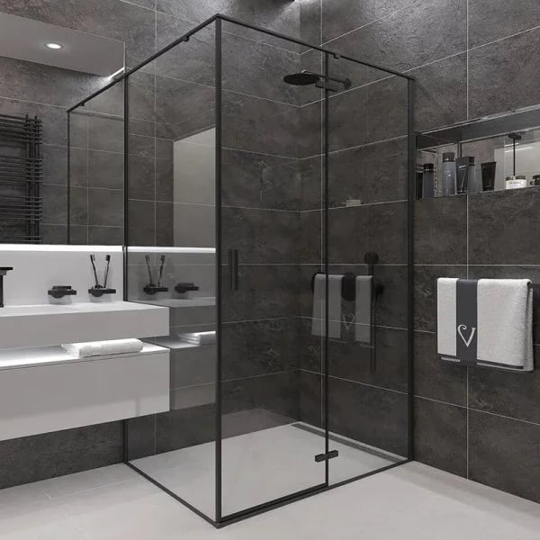 Душевой уголок Veconi Rovigo RV-073B 80x90, профиль черный