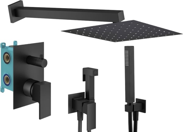 Комплект для ванной Plumberia Selection Tag KITZTG18NO С ВНУТРЕННЕЙ ЧАСТЬЮ, черный матовый