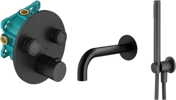 Душевой комплект Plumberia Selection PSBOX KITPSB02NO260, С ВНУТРЕННЕЙ ЧАСТЬЮ, черный матовый