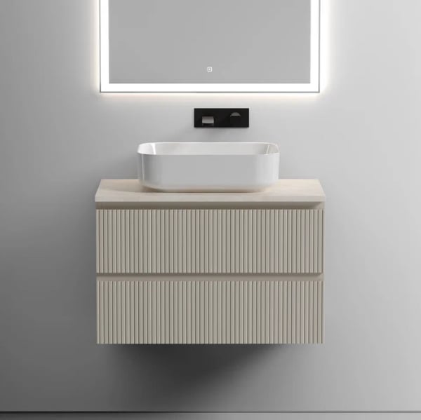 Тумба с раковиной Sancos Snob T 80 см, beige soft, столешница бежевая, раковина CN6011