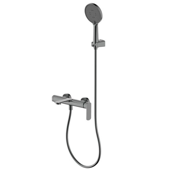 Смеситель для ванны с душевым гарнитуром, метал Gun metal, AQUAme Monza AQM6312GM