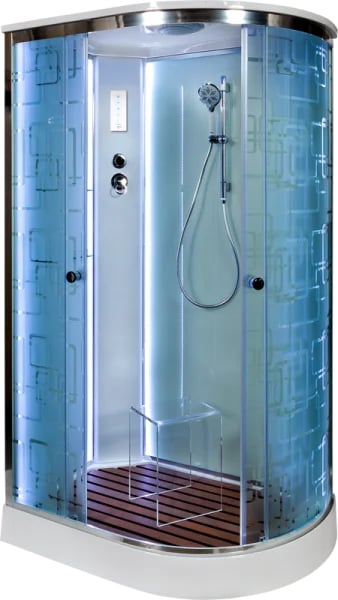 Душевая кабина DTO EM1511L 110х80, LED, профиль хром, стекло матовое с узором