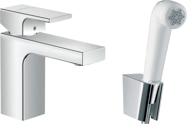 Смеситель для раковины Hansgrohe Vernis Shape 71216000 с гигиеническим душем, хром