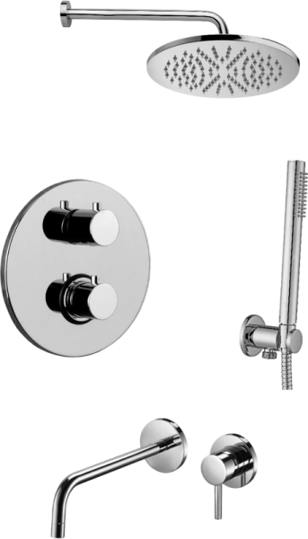 Комплект для ванной Paffoni Light KITLIQ018CR006KING С ВНУТРЕННЕЙ ЧАСТЬЮ, верхний душ 30 см, с термо