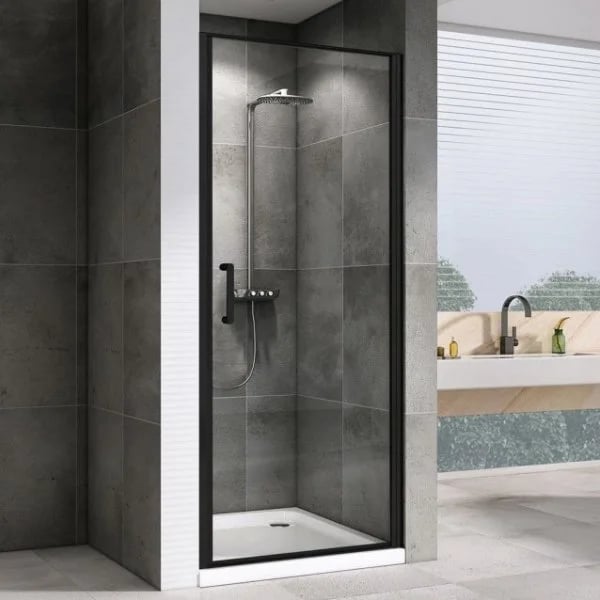 Душевая дверь в нишу Abber Sonnenstrand AG04080B 80 см, профиль черный, стекло прозрачное