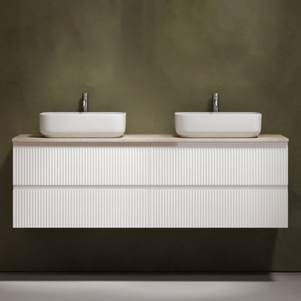 Тумба с раковиной Sancos Snob R 160 bianco, столешница бежевая TT160A2X, раковина CN5043