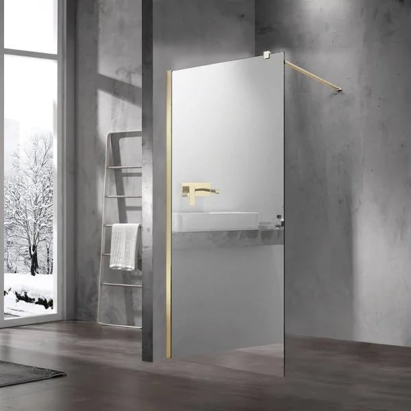 Душевая перегородка Vincea Walk-in VSW-1H100MRG профиль матовый золотой, стекло зеркальное