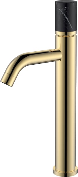 Смеситель для раковины Boheme Stick 122-G-MR-B золотой, черный мрамор