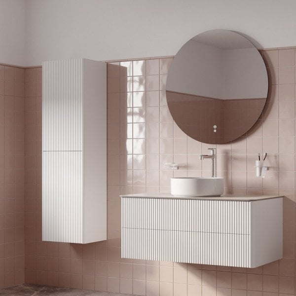 Шкаф-пенал для ванной IDDIS Aiger 40 подвесной, матовый белый soft touch