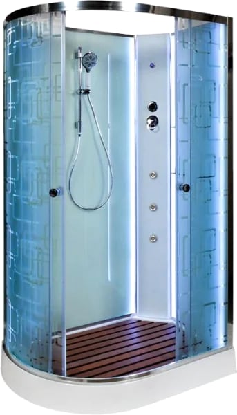 Душевая кабина DTO EM1511RN 110х80, LED с гидромассажем, профиль хром, стекло матовое с узором