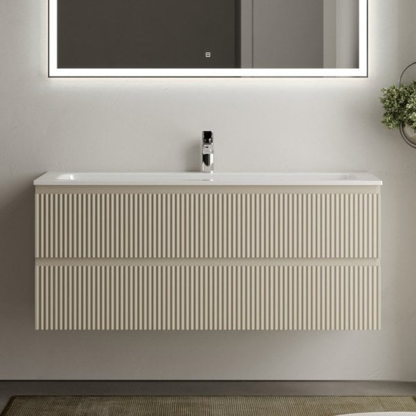 Тумба с раковиной Sancos Snob R 120 см, beige soft, раковина CN7017