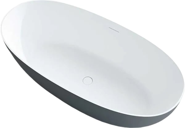 Ванна из искусственного камня Vincea VBT-6S01MG 170x75 см, отдельностоящая, серая, овальная, со слив