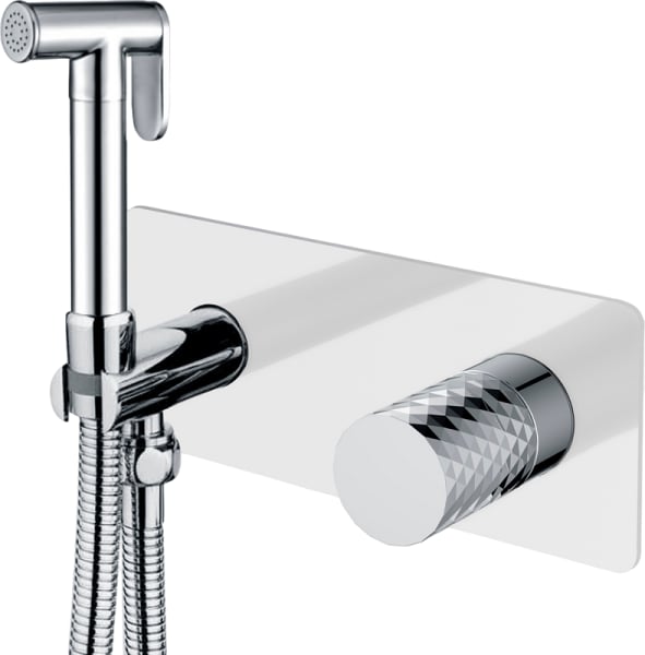 Гигиенический душ Boheme Stick 127-WCR со смесителем, С ВНУТРЕННЕЙ ЧАСТЬЮ, white, diamond chrome