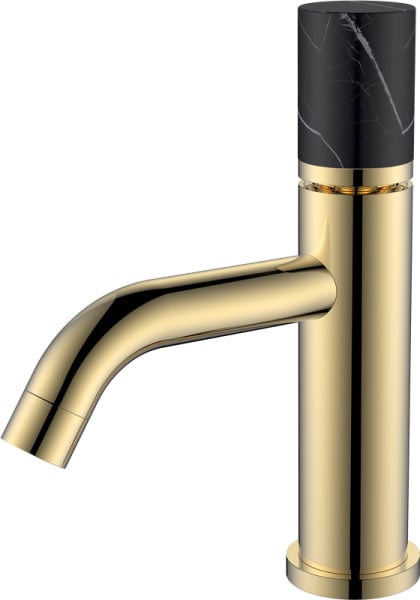 Смеситель для раковины Boheme Stick 121-G-MR-B золотой, мрамор черный