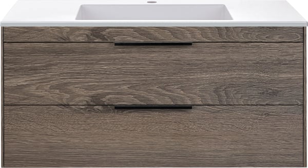 Тумба под раковину без столешницы Vincea Chiara 2D 100, подвесная, 2 ящика, темный дуб